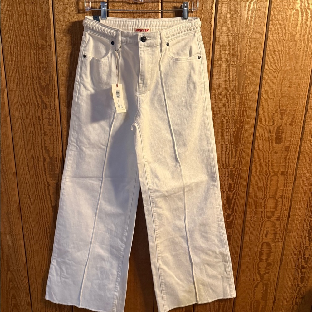 Johnny Was Braided Wide Leg Pants - White size 27 NWT - Picture 3 of 9
